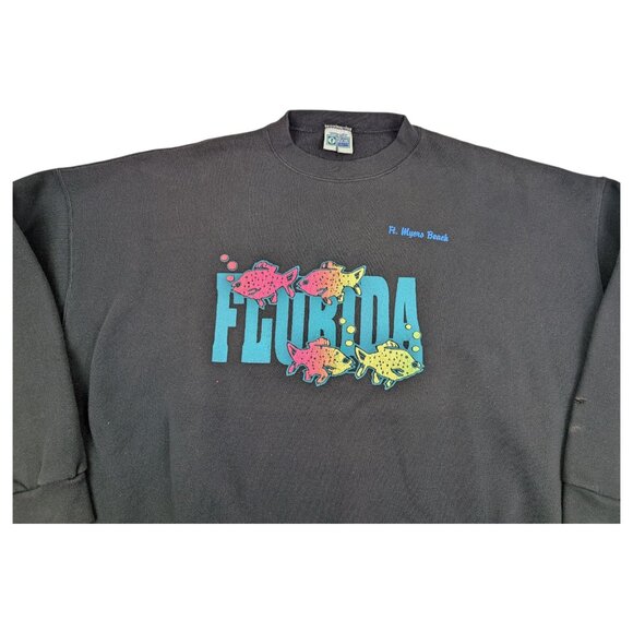 Vintage Ft. Myers Beach Florida Fish Crewneck Sweatshirt, Size 2XL, Double Sided - Picture 3 of 13